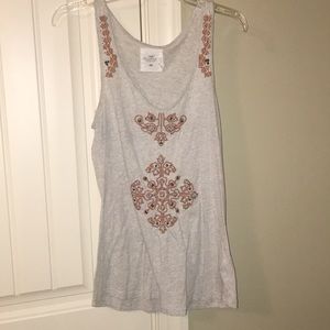 Embroidered embellished tank top